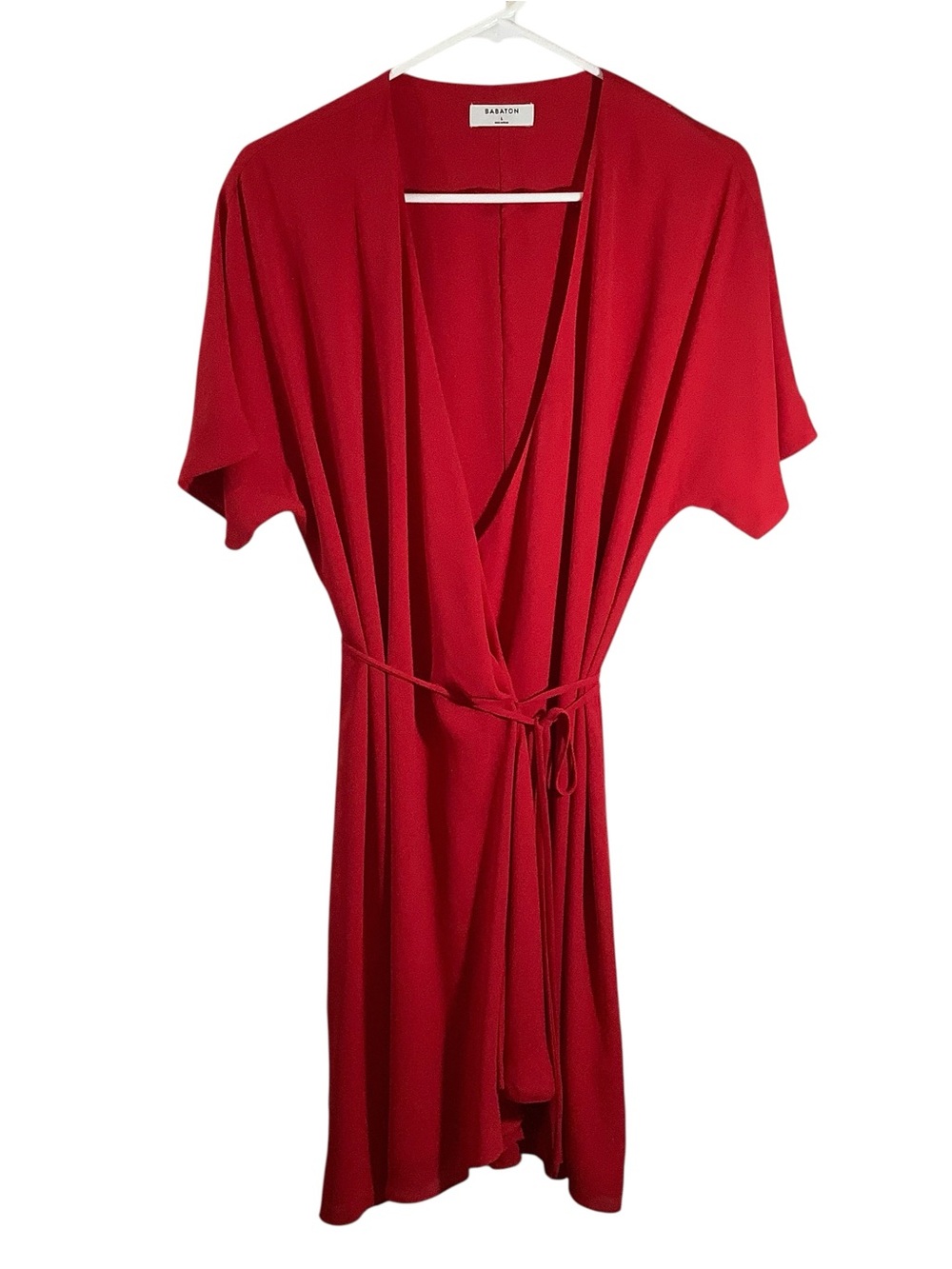 Aritzia Babaton Red Wrap Mini Dress with Tie Waist
